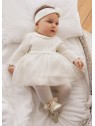 Robe en tulle et paillettes écrue bébé fille 2806 080 - MAYORAL
