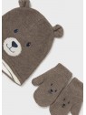 Bonnet et moufles marron ours bébé garçon 10772 036 - MAYORAL