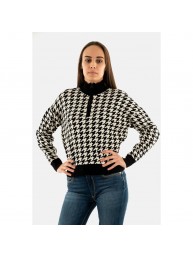 Pull maille côtelée rayée col roulé manches courtes femme Tom Tailor