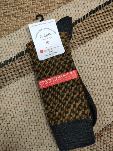 Chaussettes homme ocre H0459 JAUNE - PERRIN