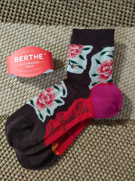 Chaussettes courtes femme Fleurs BASL22 3 - BERTHE AUX GRANDS PIEDS