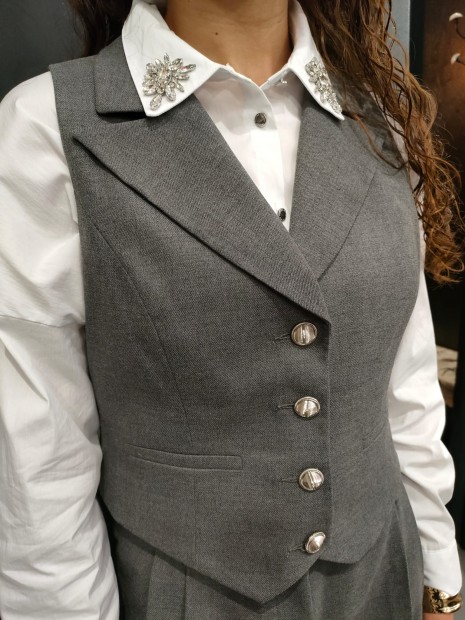 Gilet gris sans manches femme 251-CJANA.F 977 - MORGAN