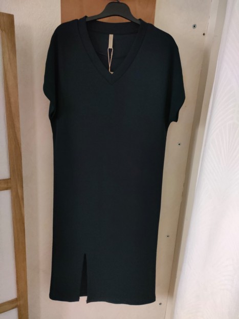 Robe longue droite marine col V 26929 6910 - SOYACONCEPT