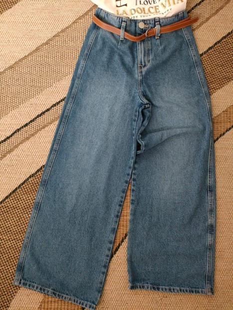 Jean jambes larges femme 7/8ème avec ceinture 10059616 M1026 - TIFFOSI