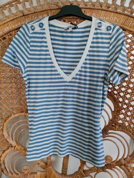 T-shirt marinière femme bleu 241-DINA 1015 - MORGAN