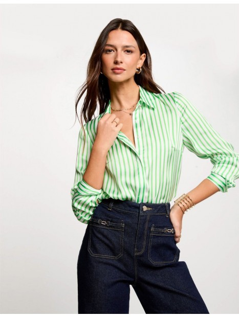 Chemise femme rayée verte 241-CHICHI 961 - MORGAN