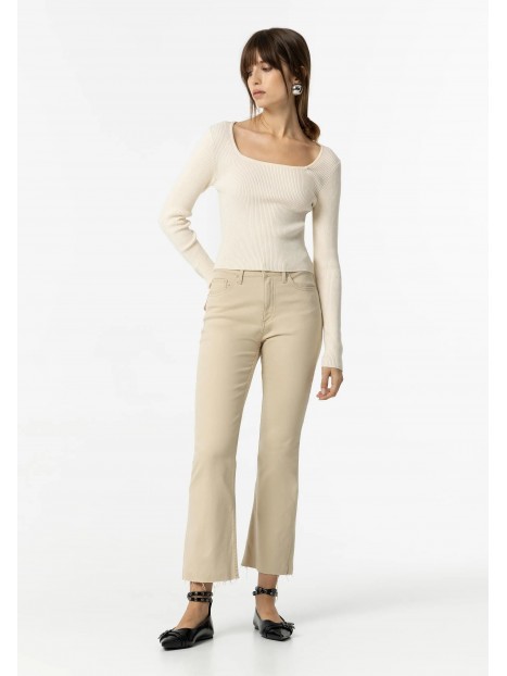 Pantalon flare femme beige Megan 10059593 17327 - TIFFOSI