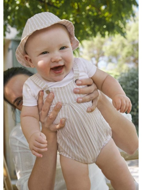 Barboteuse beige rayée avec chapeau 1602 045 - MAYORAL