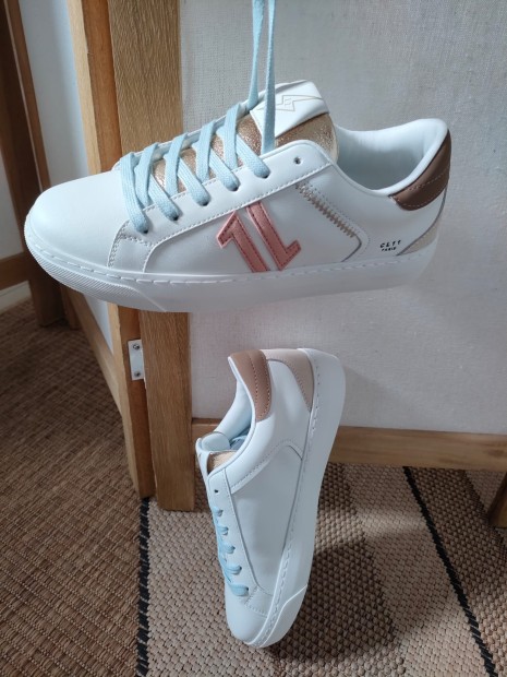 Baskets femme blanche et taupe CL88 TAUPE - CL11