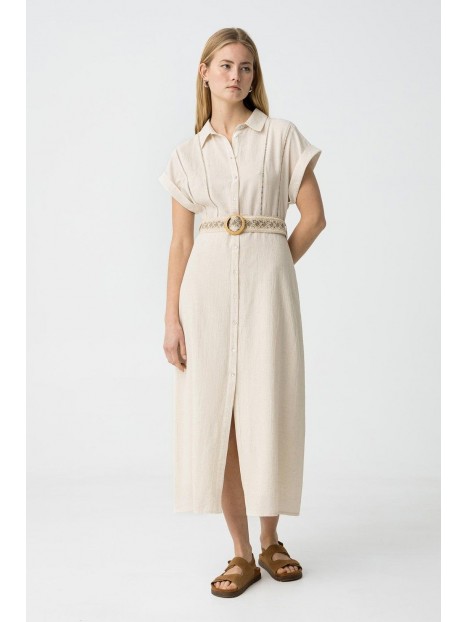 Robe beige avec ceinture 10059553 104 - TIFFOSI