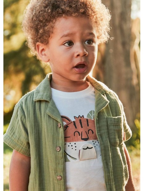 T-shirt blanc Tigre bébé garçon1055 019 - MAYORAL