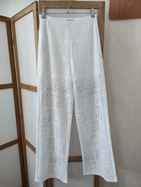 Pantalon femme blanc brodé 10059936 110 - TIFFOSI