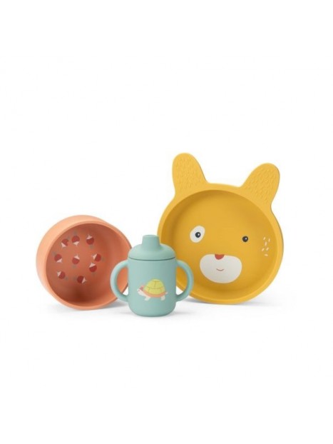 Set vaisselle silicone Trois petits lapins 678231 - MOULIN ROTY