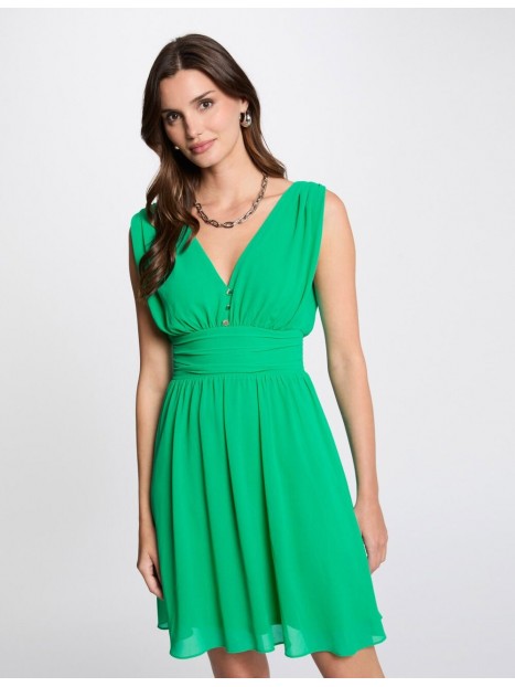 Robe courte évasée fluide verte 251-RIA 1026 - MORGAN