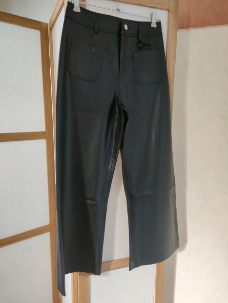 Pantalon simili cuir noir femme 242-PCHOU 100 - MORGAN