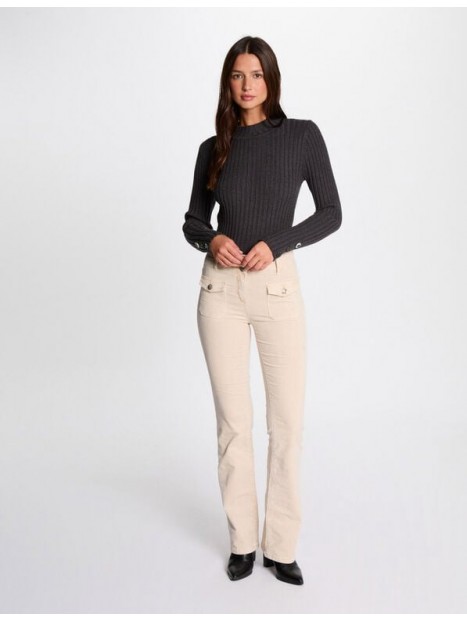 Pantalon velours ajusté ivoire femme 242-POLENO 203 - MORGAN
