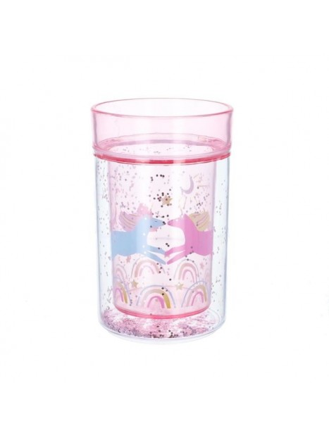 Verre à paillettes rose Licornes 36484 - LE PETIT SOUK