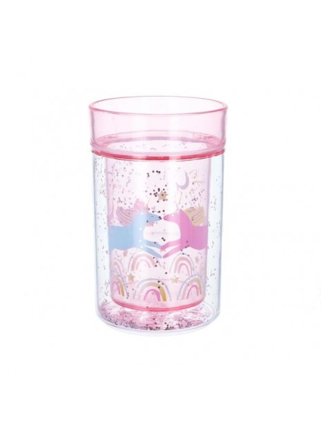 Verre à paillettes rose Licornes 36484 - LE PETIT SOUK