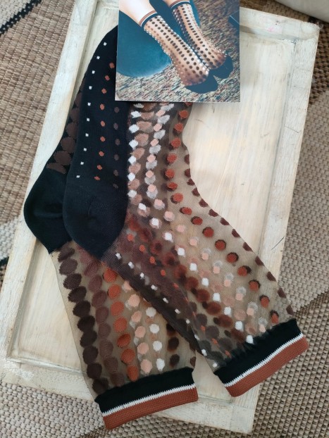 Chaussettes transparentes Vetrata Brune - ATELIER ST EUSTACHE