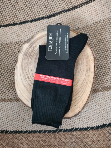 Chaussettes à bord sans élastique noires homme H0456 030 - PERRIN