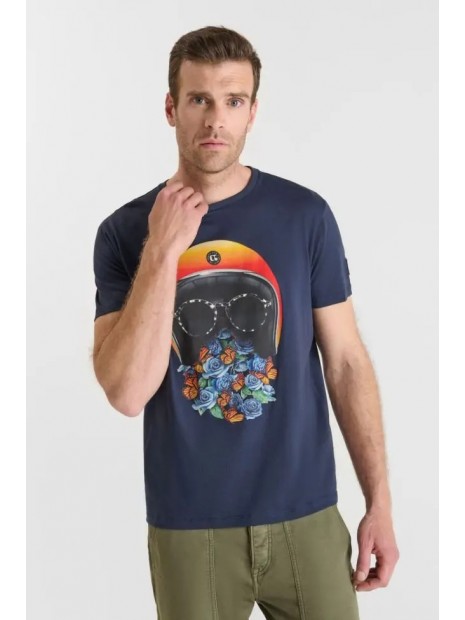 T-shirt homme marine imprimé casque JAMIE 1011 - LE TEMPS DES CERISES