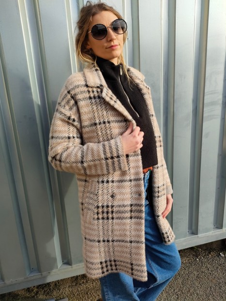 Veste longue femme à carreaux 10062470 178 - TIFFOSI