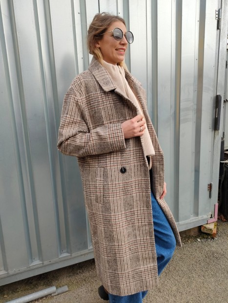 Manteau long femme à carreaux 10056537 168 - TIFFOSI