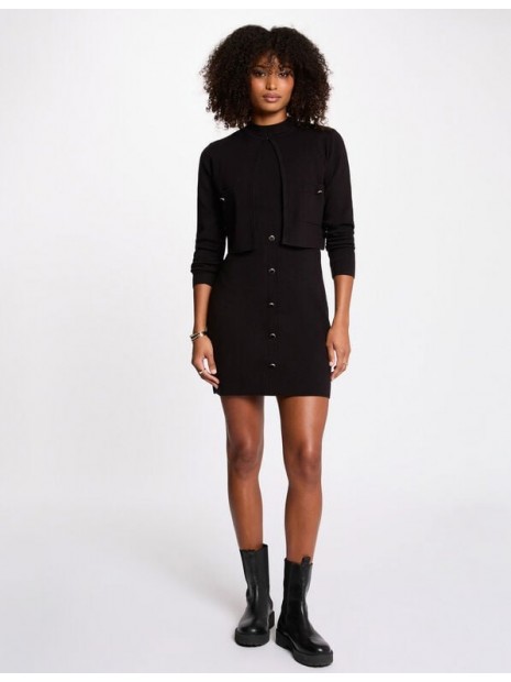 Robe courte noire effet 2 en 1 252-RMCASSY 979 - MORGAN
