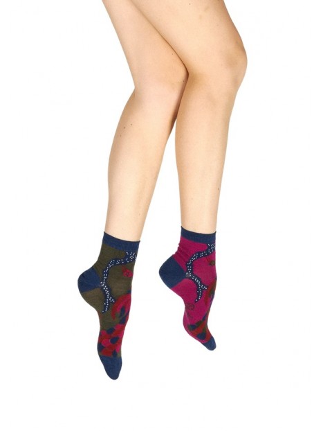 Chaussettes courtes femme Le Paon en laine peignée BASL24 3 - BERTHE AUX GRANDS PIEDS