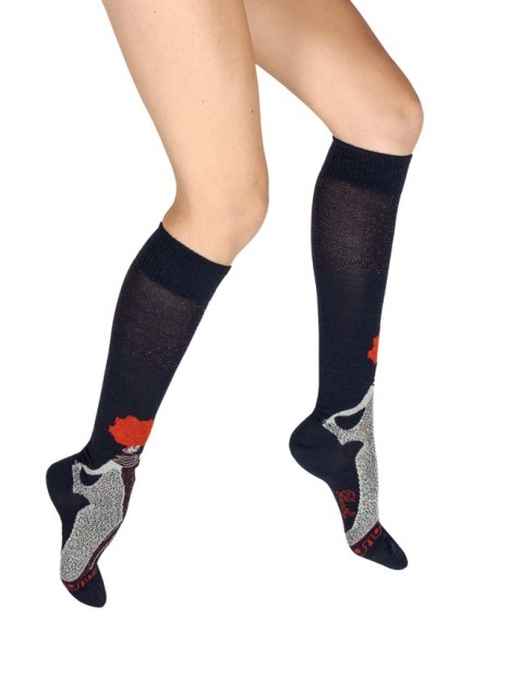 Chaussettes hautes femme La femme 1900 en laine mérinos peignée BAGMB24 1 - BERTHE AUX GRANDS PIEDS