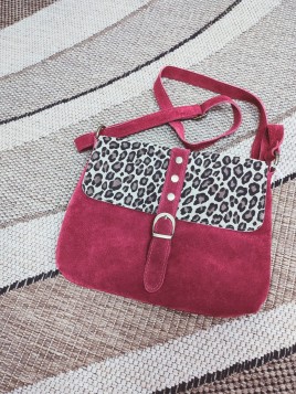 Sac à main rouge rabat léopard 6116