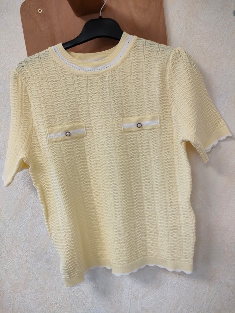 Pull manches courtes femme jaune 251-MSEOUL 1191 - MORGAN