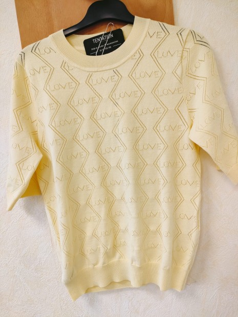 Pull manches courtes jaune Love femme 261-MIKA 1191 - MORGAN