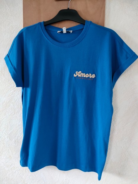 T-shirt femme bleu Amore O260001 5441 - GARCIA