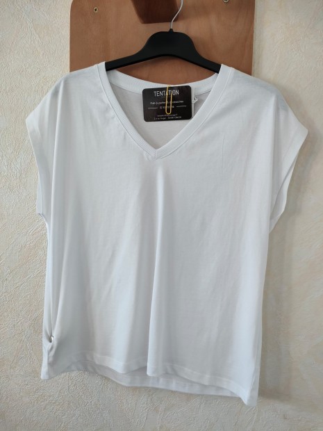 T-shirt blanc femme col V 10064855 001 - TIFFOSI