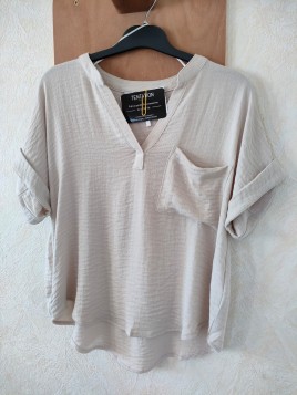 Blouse beige avec poche poitrine 10064915 134 - TIFFOSI