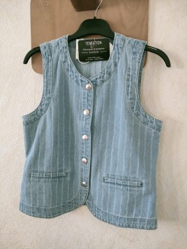 Veste sans manches en jean femme O260093 4286 - GARCIA