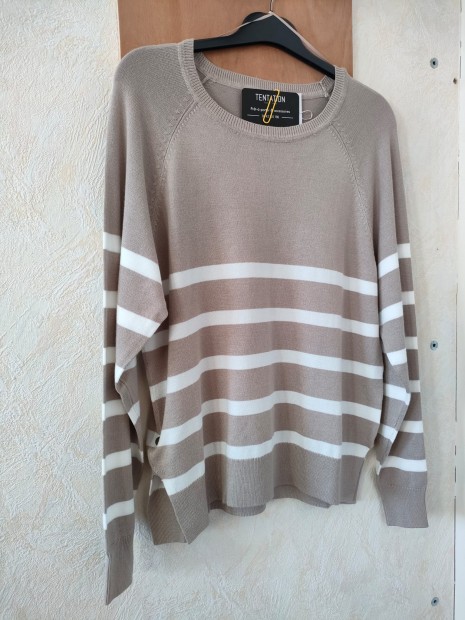 Pull beige à rayures blanches femme 10065472 182 - TIFFOSI