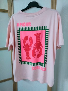 T-shirt rose femme Amour cerises imprimé dos HOMARD 5003 - LE TEMPS DES CERISES