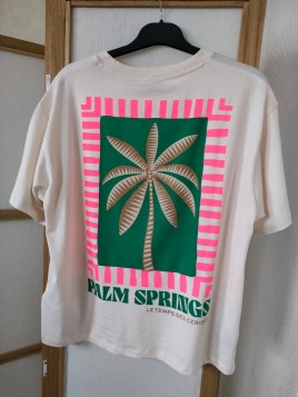 T-shirt femme craie imprimé dos Palm springs PALMS 1999 - LE TEMPS DES CERISES