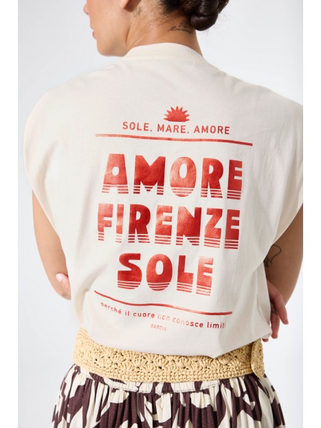 T-shirt écru femme Amore firenze sole P260209 4294 - GARCIA