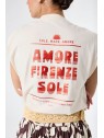 T-shirt écru femme Amore firenze sole P260209 4294 - GARCIA