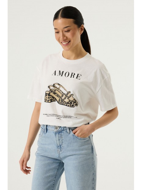 T-shirt blanc imprimé Amore P260204 53 - GARCIA