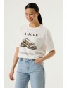 T-shirt blanc imprimé Amore P260204 53 - GARCIA