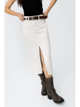 Jupe midi blanche ouverture sur le devant 10059192 110 - TIFFOSI