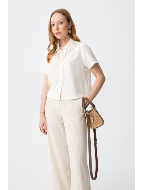 Pantalon beige jambes larges femme 10064610 152 - TIFFOSI