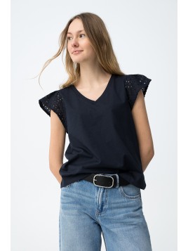 T-shirt manches courtes ajourées anthracite femme 10064849 798 - TIFFOSI