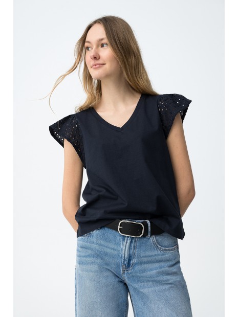 T-shirt manches courtes ajourées anthracite femme 10064849 798 - TIFFOSI