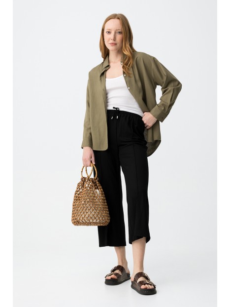 Pantalon court jambes larges femme noir 10064919 000 - TIFFOSI