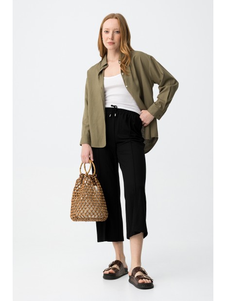 Pantalon court jambes larges femme noir 10064919 000 - TIFFOSI